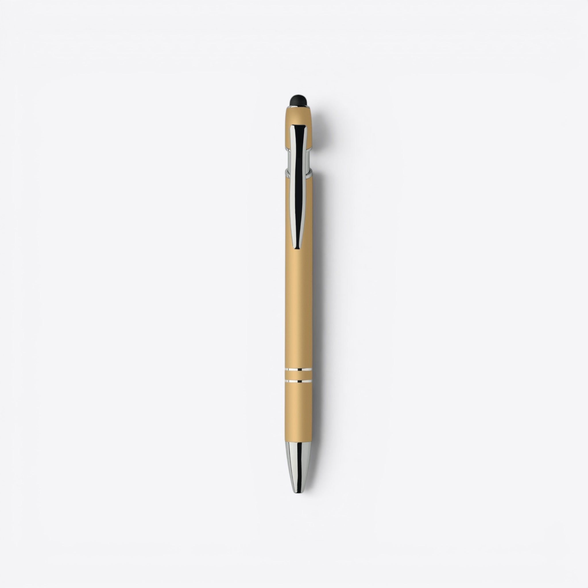 TODAY MERCH classic ballpoint pen in matte gold with silver accents and a black tip.