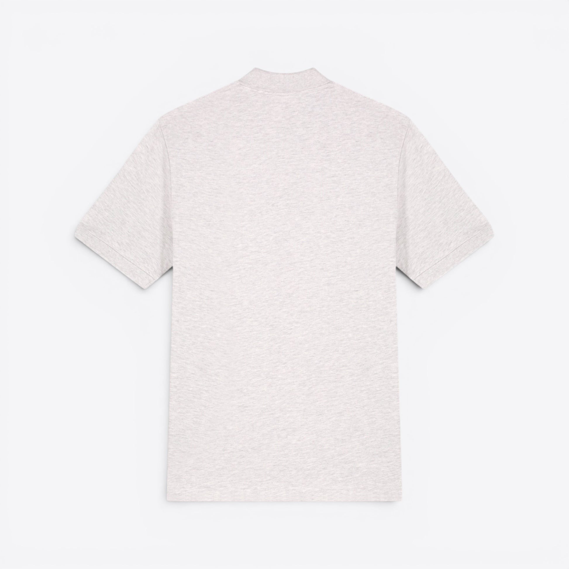 TODAY MERCH light grey heathered organic cotton pique unisex short sleeve polo shirt, back view.