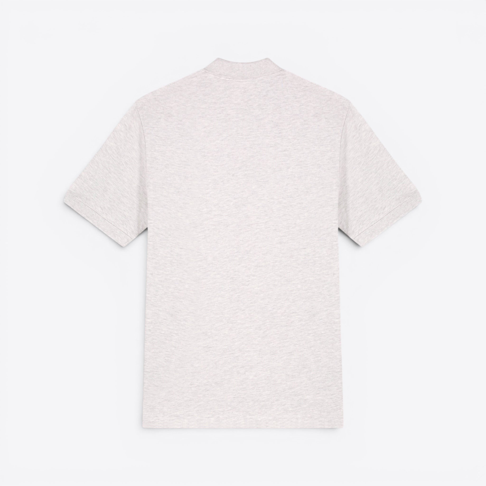 TODAY MERCH light grey heathered organic cotton pique unisex short sleeve polo shirt, back view.