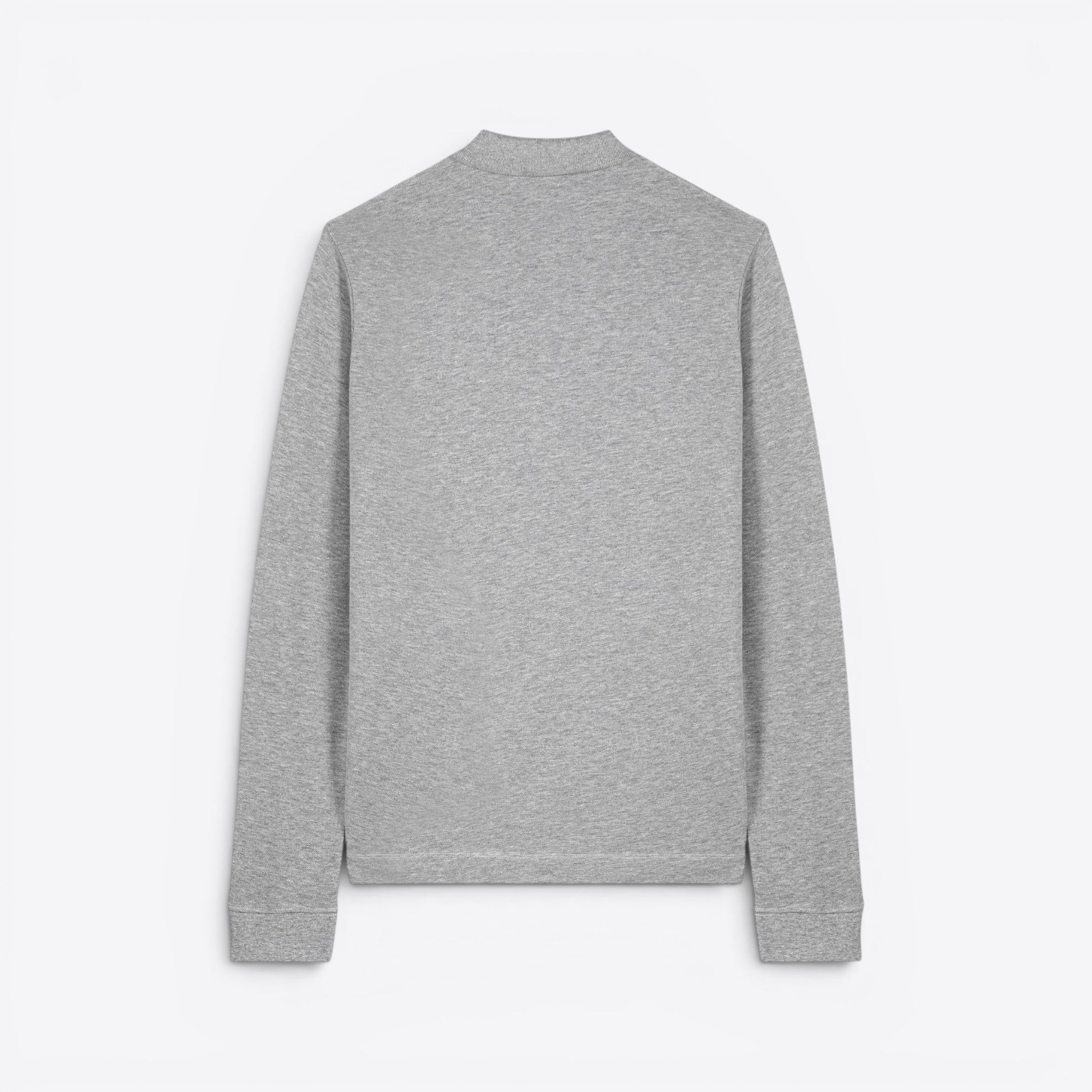 TODAY MERCH grey long-sleeve unisex premium polo shirt made from 100% organic cotton.