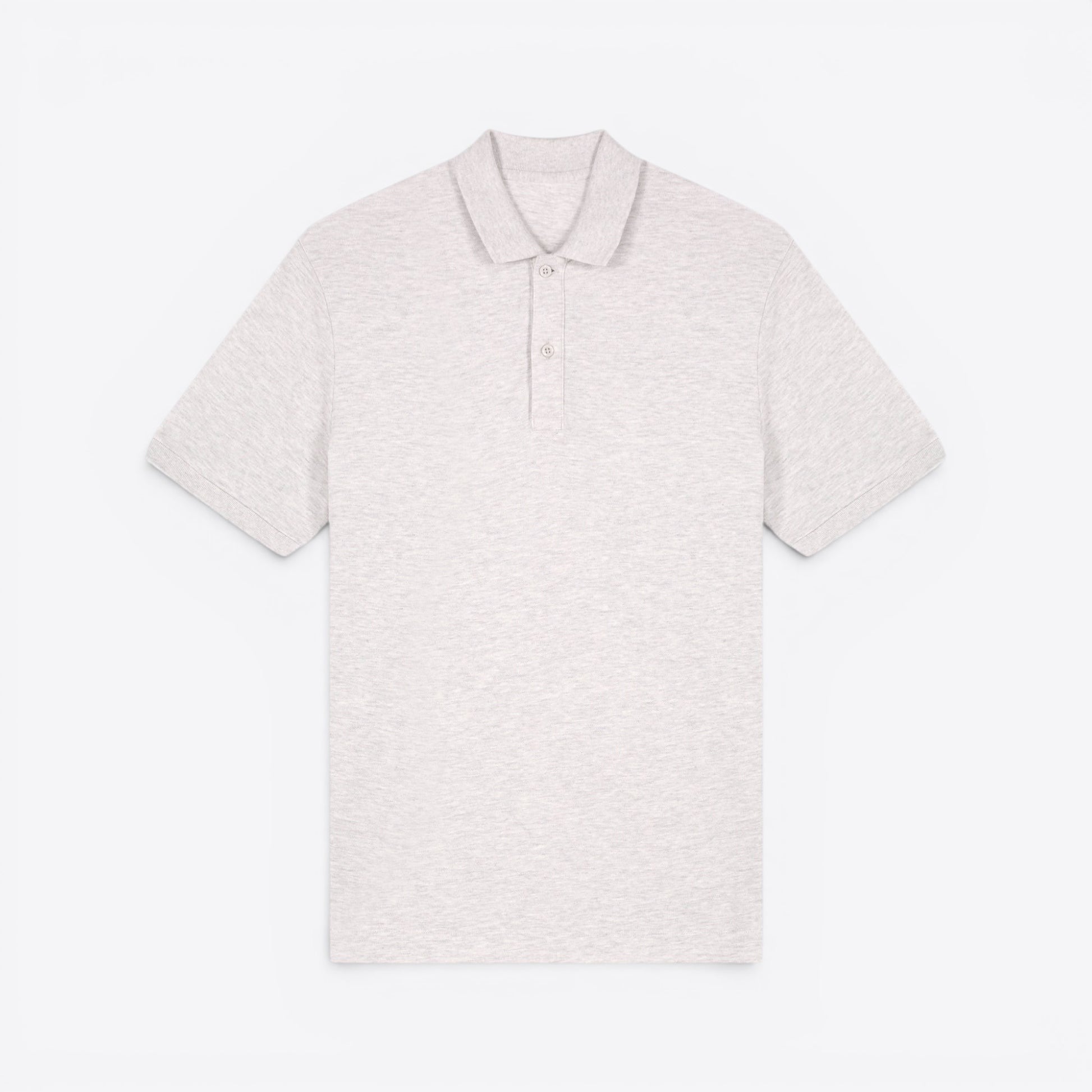 TODAY MERCH light grey organic cotton pique unisex short sleeve polo shirt with button placket.