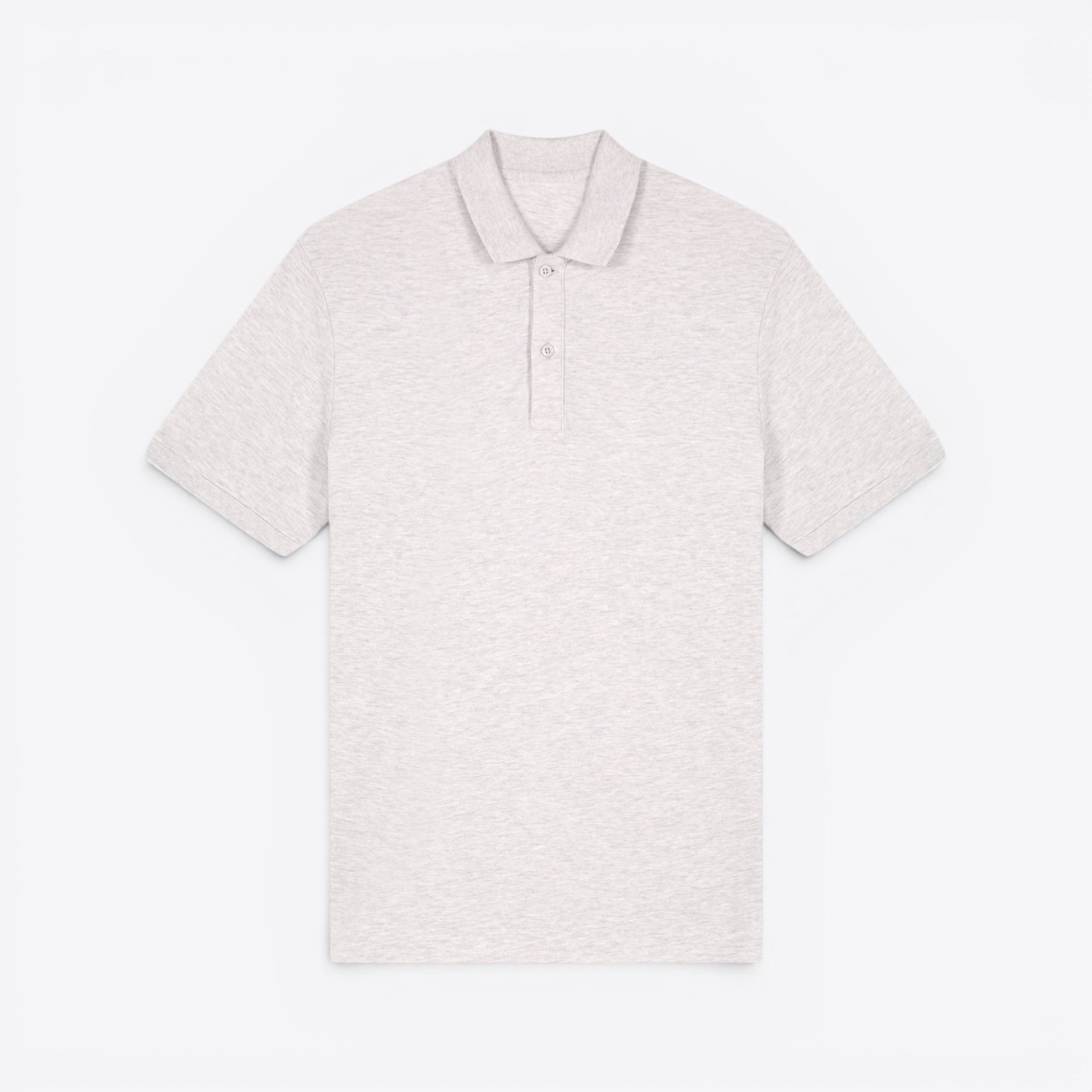 TODAY MERCH light grey organic cotton pique unisex short sleeve polo shirt with button placket.