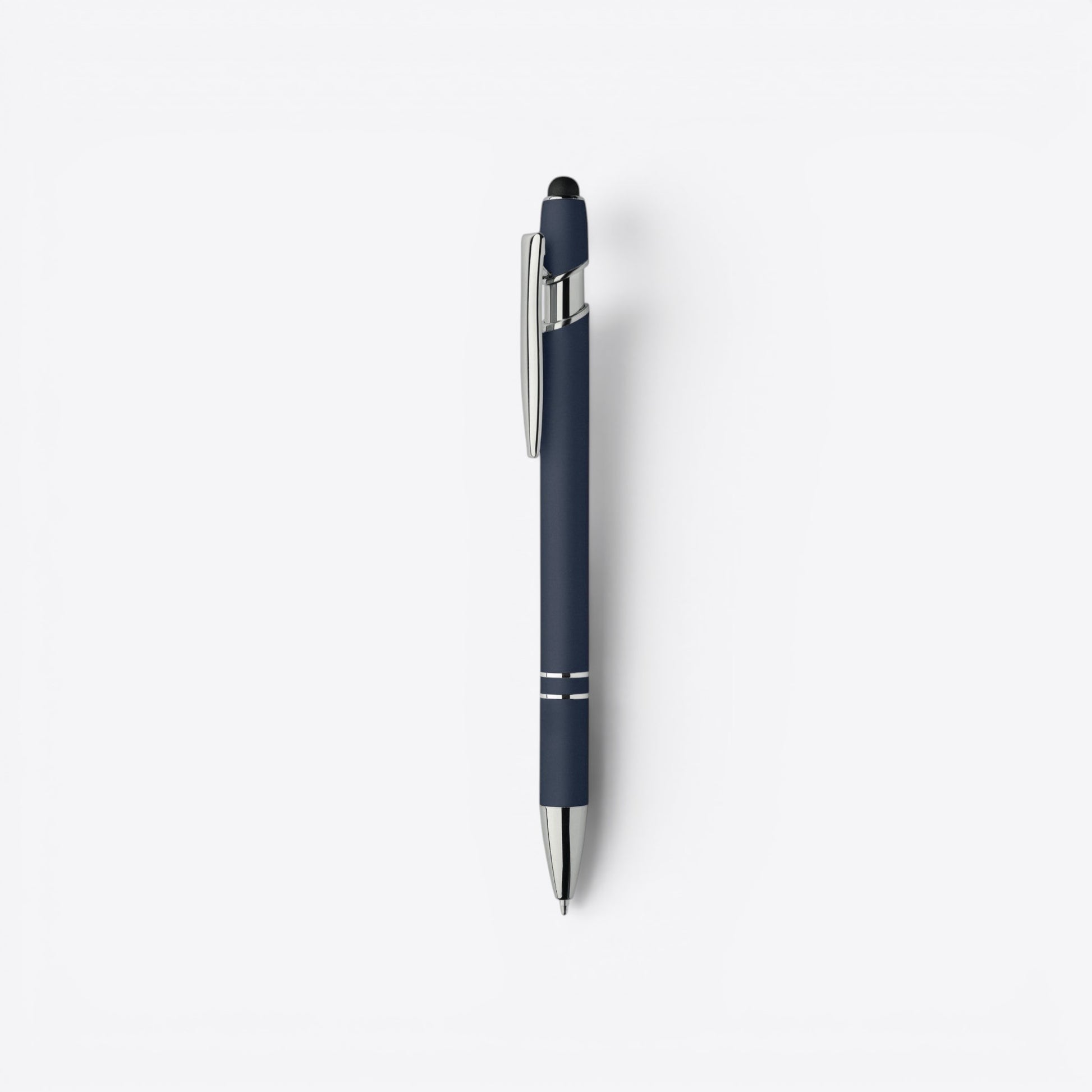 TODAY MERCH navy blue classic ballpoint pen with silver clip and accents, ideal for corporate gifts.