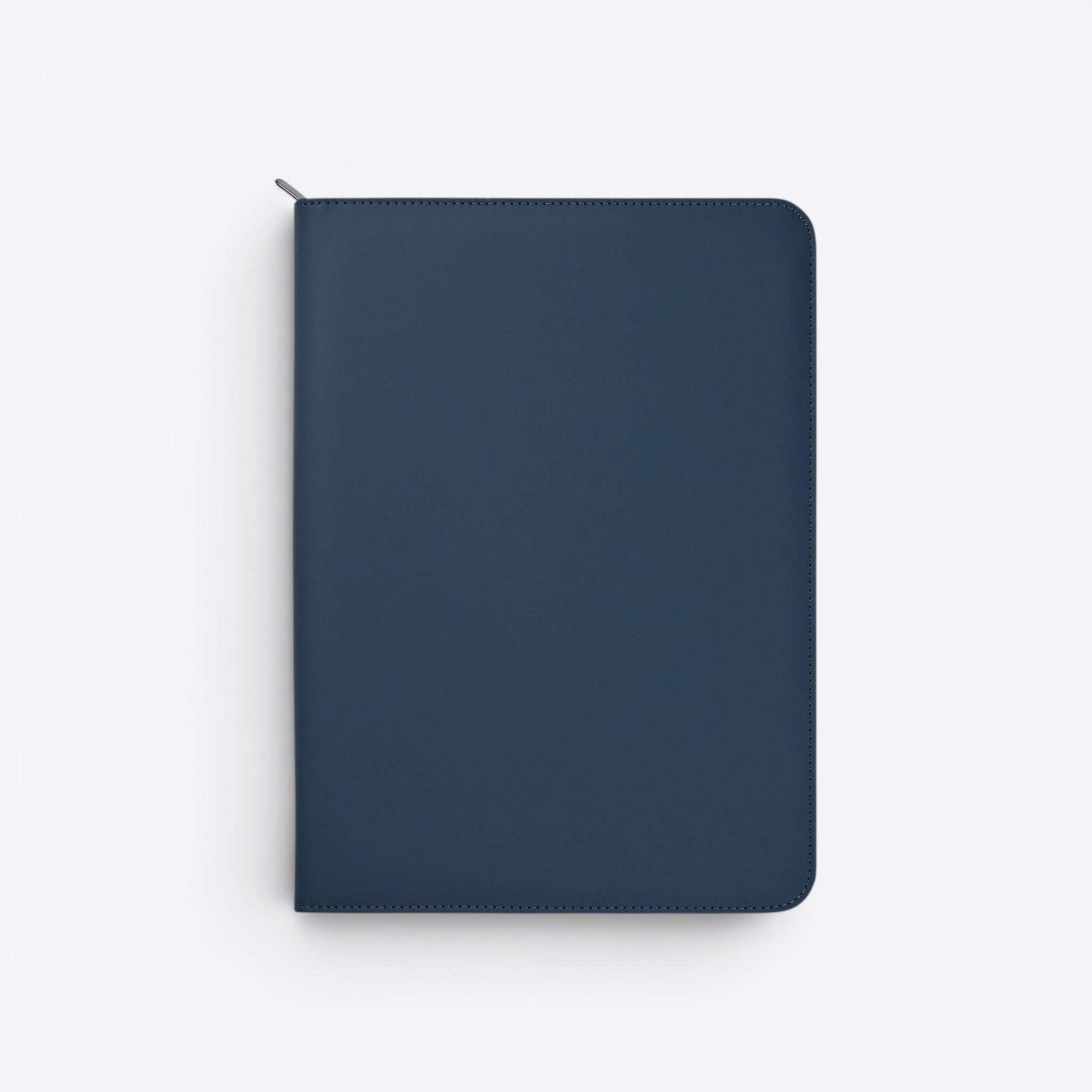 TODAY MERCH navy blue leather zip portfolio for professionals, ideal for documents and business cards.