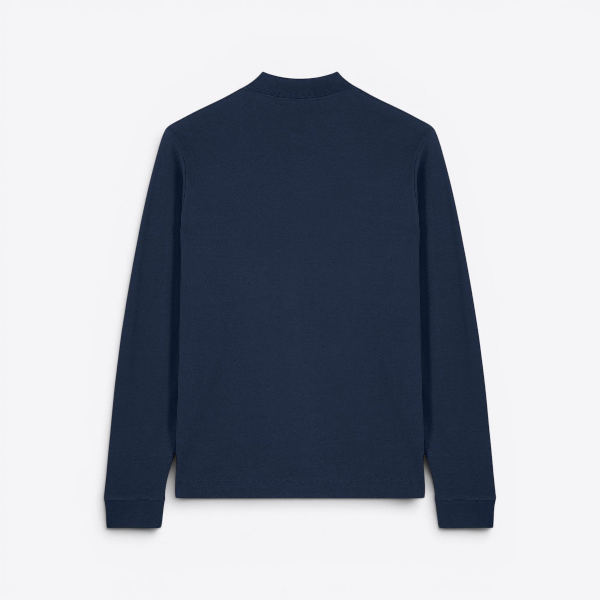 TODAY MERCH navy blue long-sleeve unisex premium polo shirt made of 100% organic cotton.