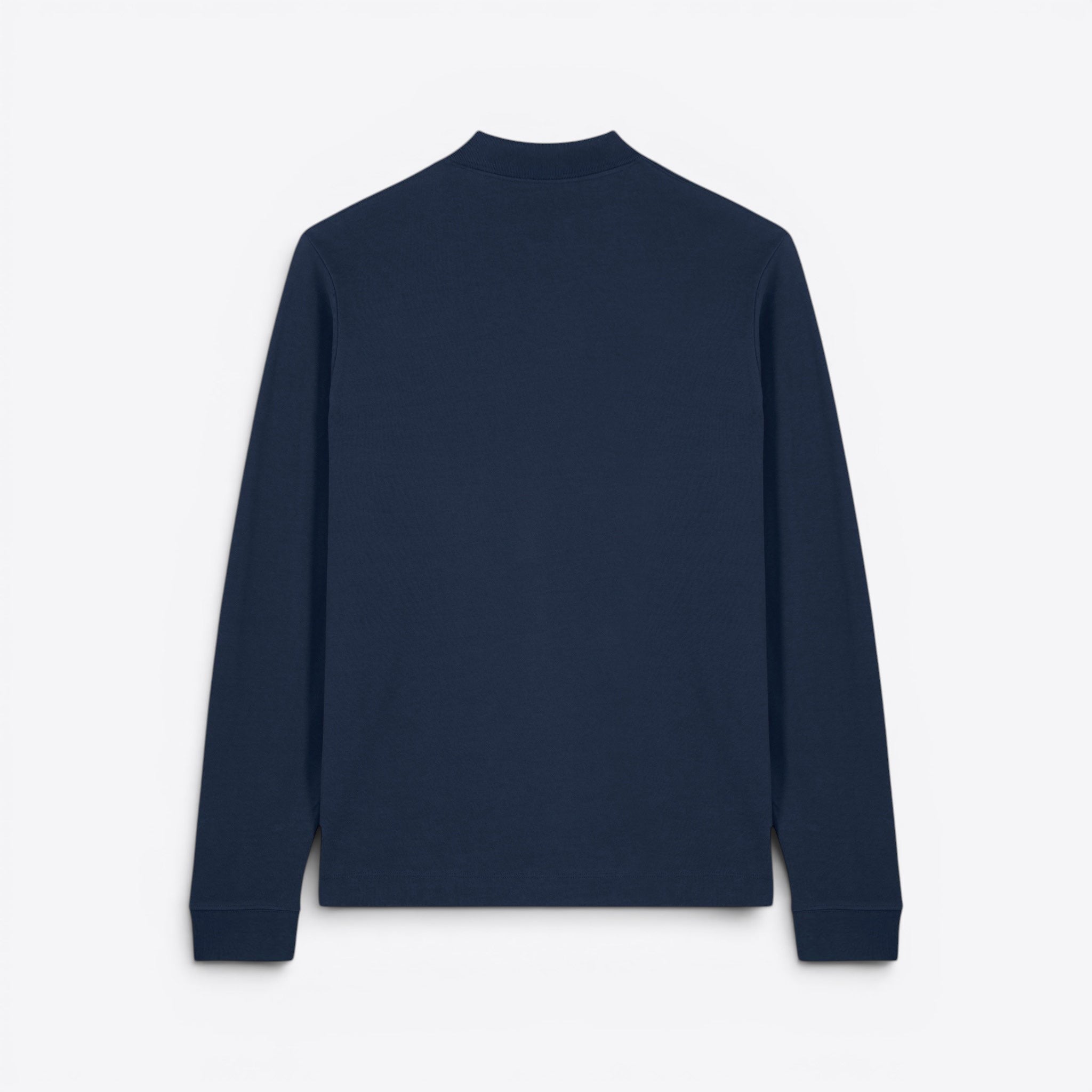 TODAY MERCH navy blue long-sleeve unisex premium polo shirt made of 100% organic cotton.