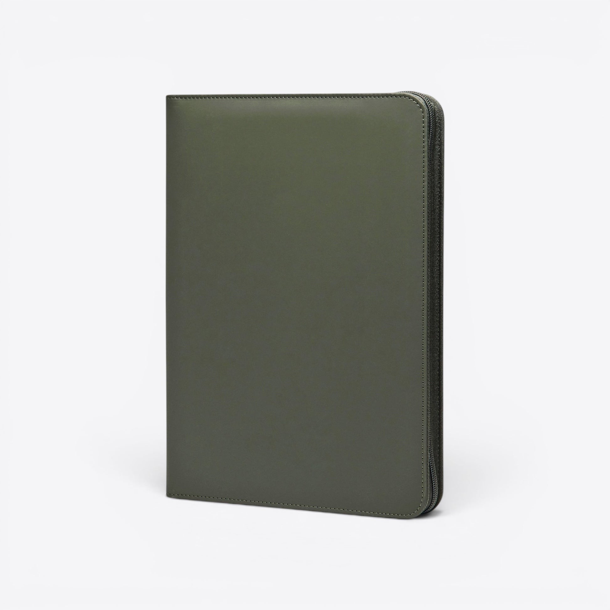 TODAY MERCH olive green zip portfolio for documents. Professional and elegant design with secure zip closure.