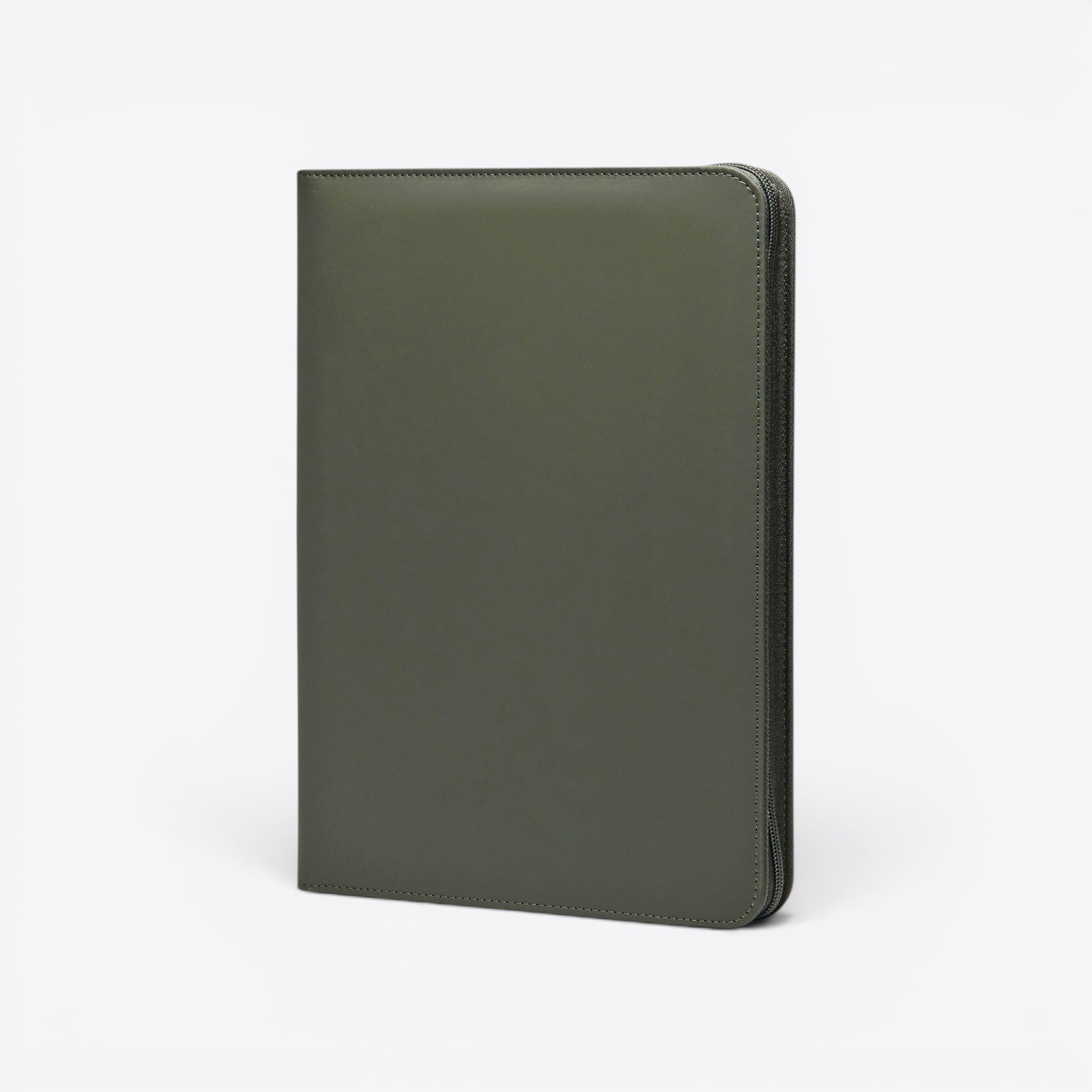 TODAY MERCH olive green zip portfolio for documents. Professional and elegant design with secure zip closure.