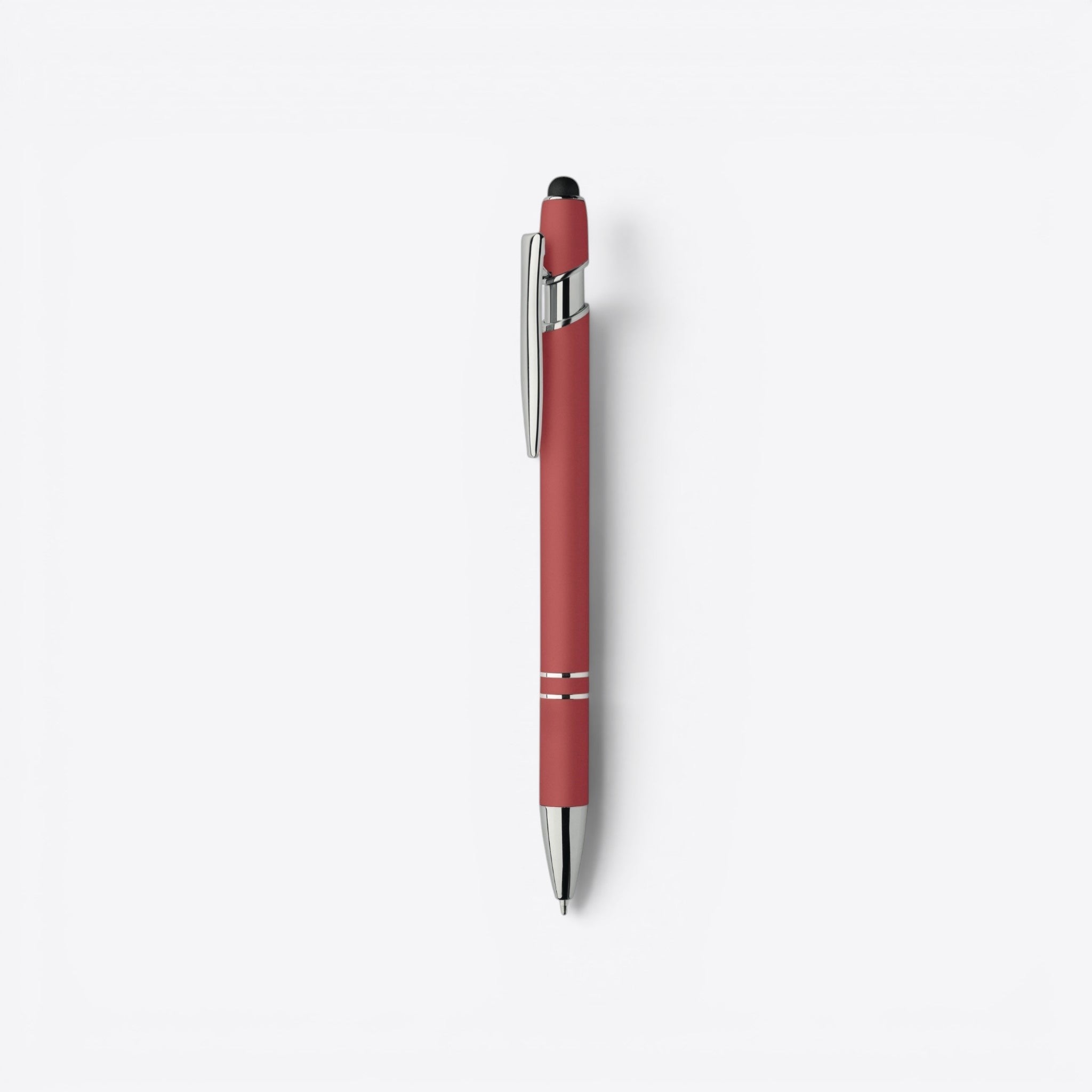 TODAY MERCH classic ballpoint pen in matte red with silver clip and accents, ideal for corporate gifts.