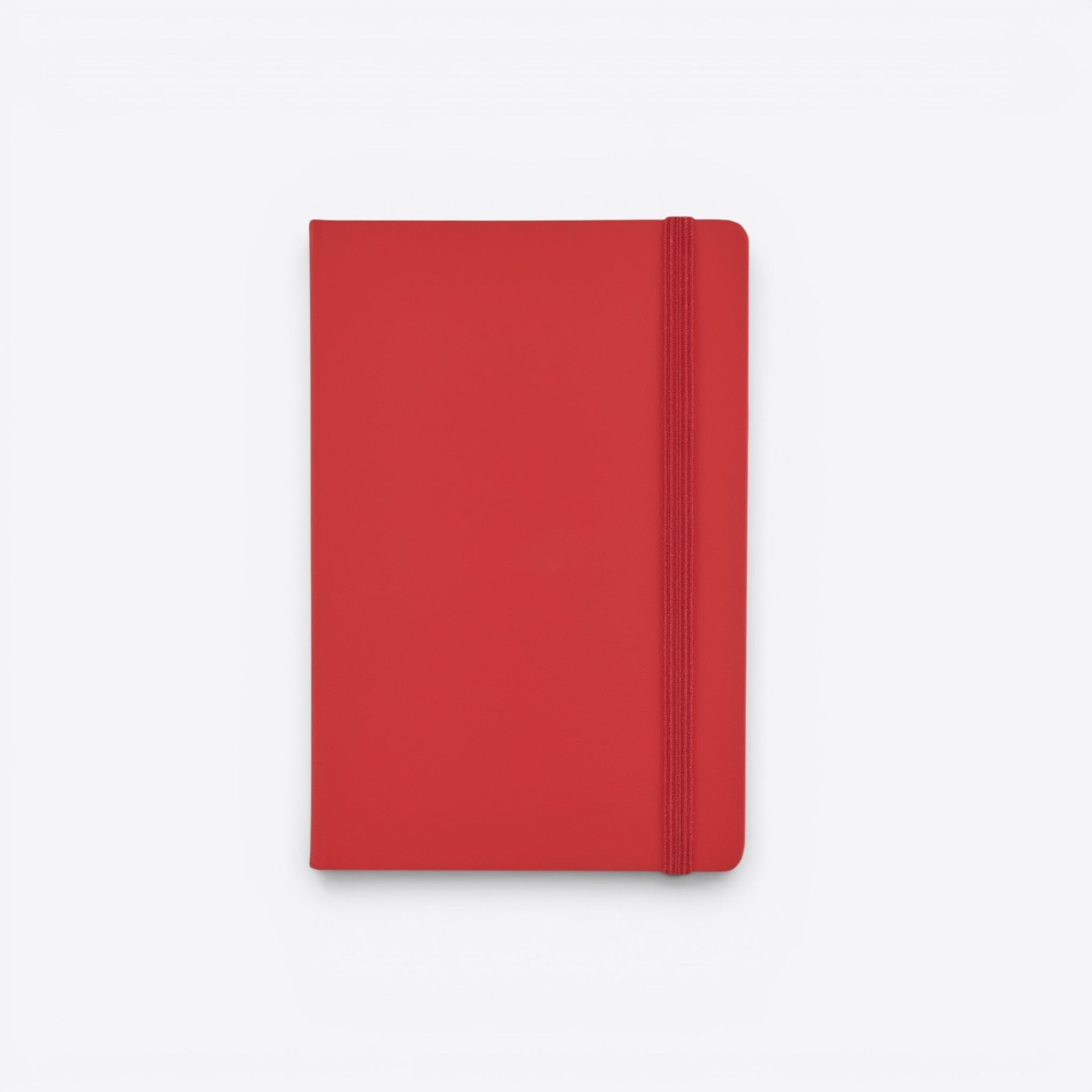 TODAY MERCH red notebook with integrated pen holder and elastic closure, ideal for professionals.