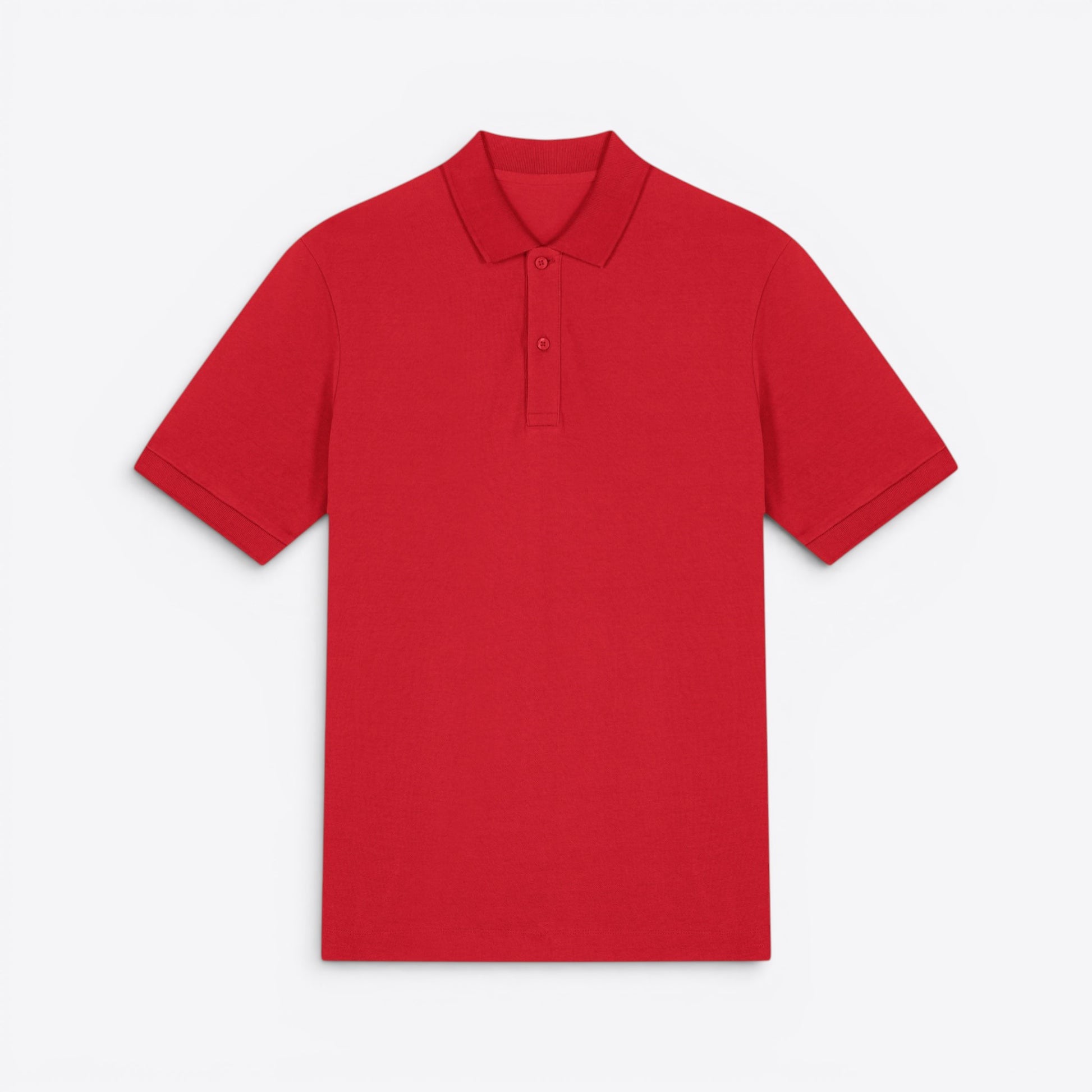 TODAY MERCH red organic cotton pique polo shirt for men and women, short sleeves, structured fit, ideal for corporate wear.