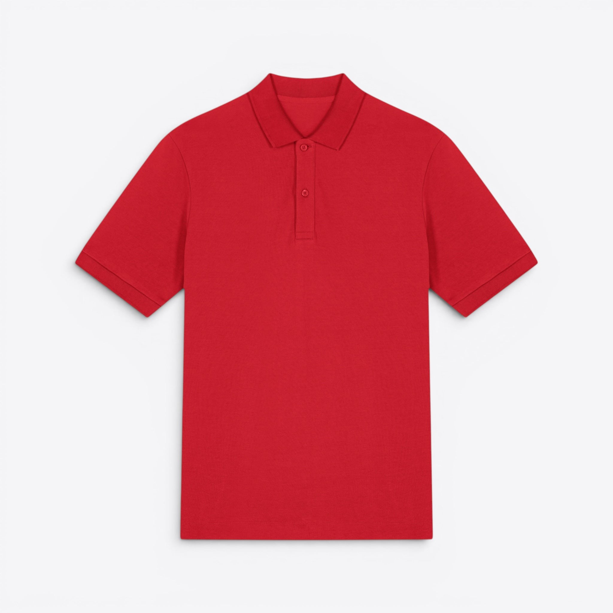 TODAY MERCH red organic cotton pique polo shirt for men and women, short sleeves, structured fit, ideal for corporate wear.