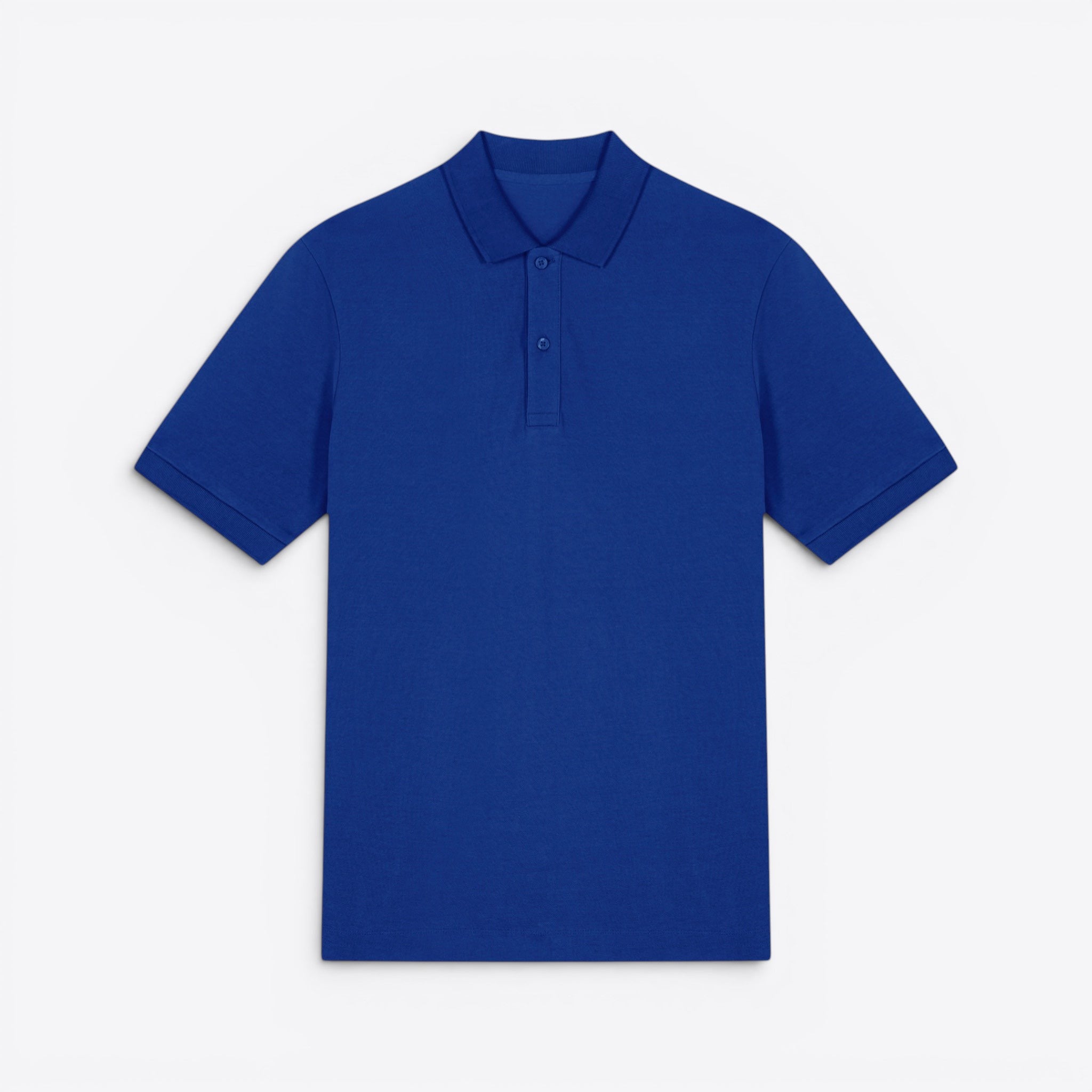 TODAY MERCH royal blue organic cotton pique unisex short sleeve polo shirt with a structured fit and neat finishes.