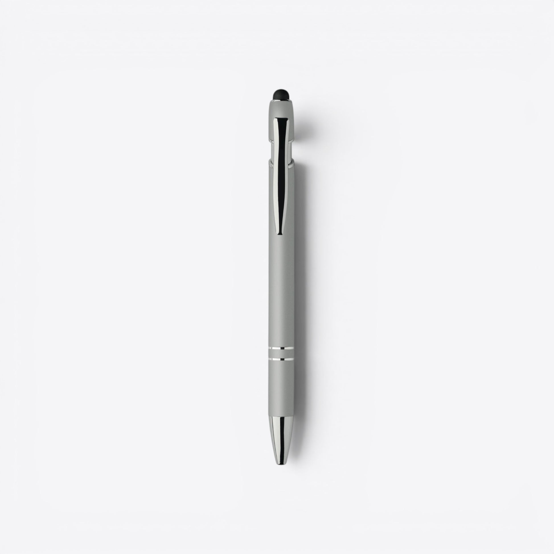 TODAY MERCH silver classic ballpoint pen with clip and two silver bands near the tip.