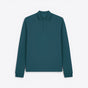 TODAY MERCH teal blue long sleeve unisex premium organic cotton polo shirt with collar and two button placket. - Bleu Sarcelle