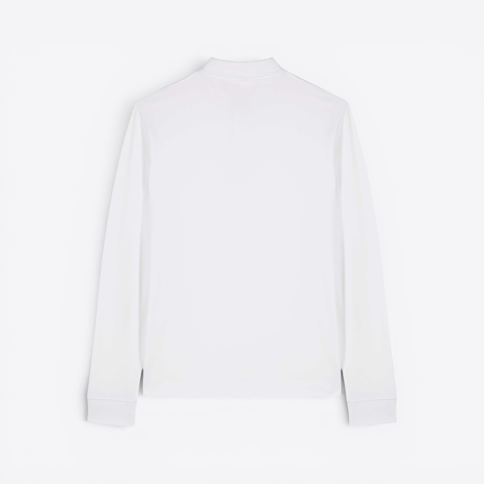 TODAY MERCH white long-sleeve unisex premium polo shirt made from 100% organic cotton.