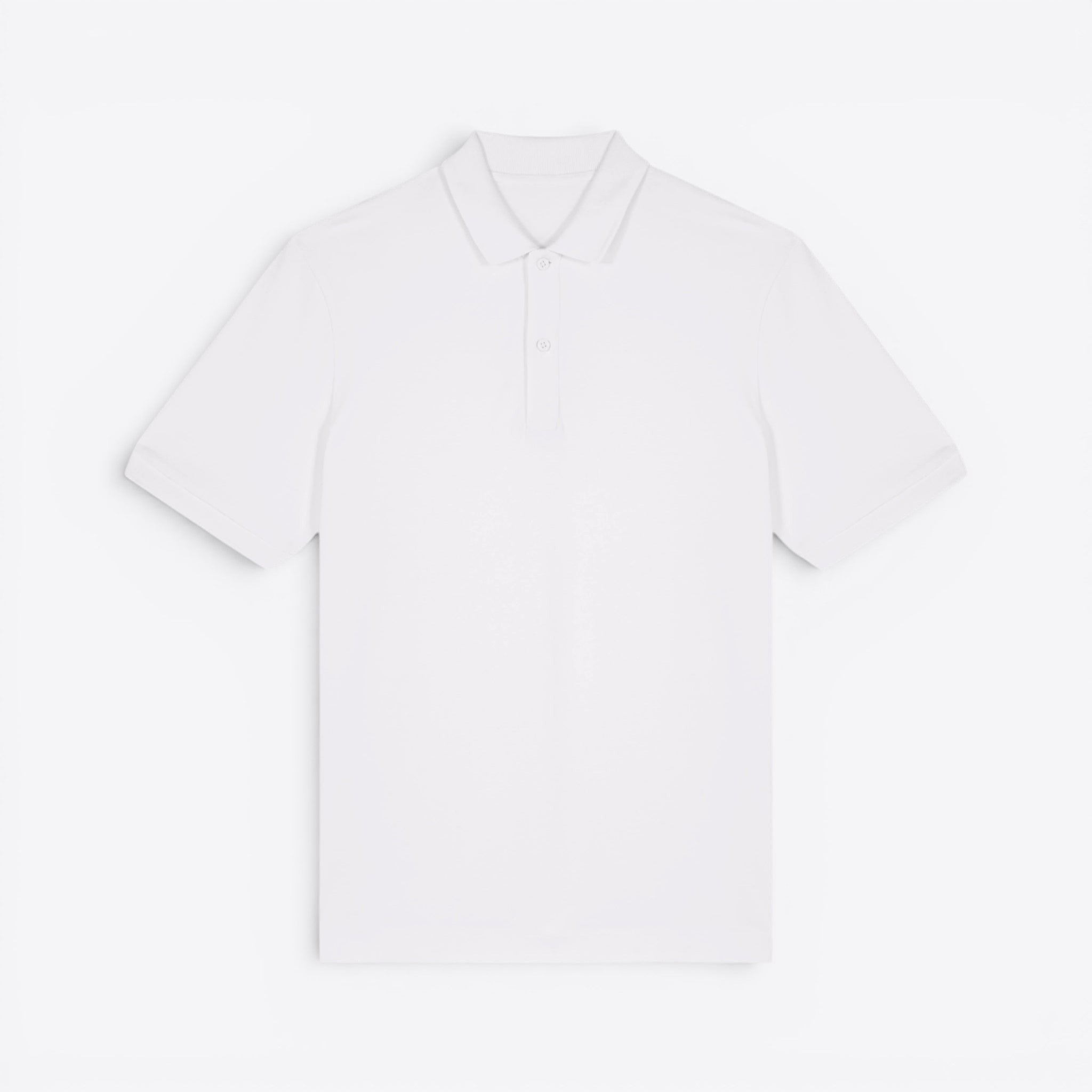 TODAY MERCH white organic cotton pique polo shirt, unisex, short sleeves, structured fit, ideal for corporate wear and events.