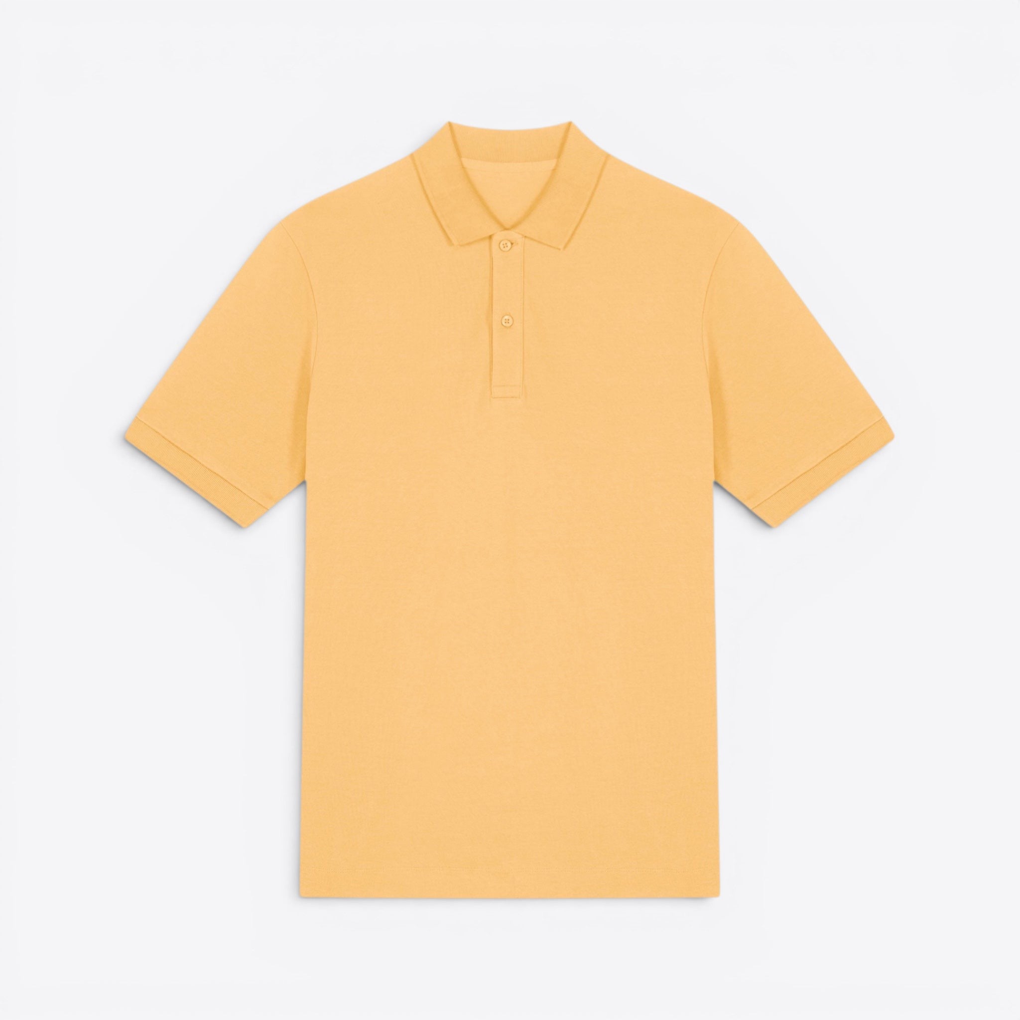TODAY MERCH yellow organic cotton pique short sleeve unisex polo shirt with a structured fit and neat finishes.